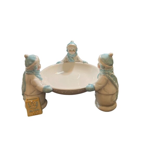 Avon Snowlady Holiday Bowl Snowmen Porcelain 2002 Presidents Club First Edition - Picture 1 of 4